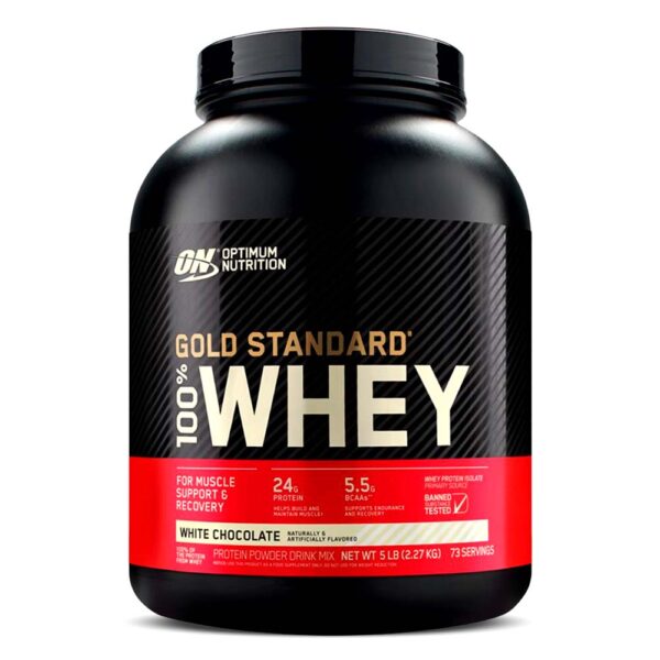 Optimum Nutrition Gold Standard 100% Whey Protein, White Chocolate, 5 LB