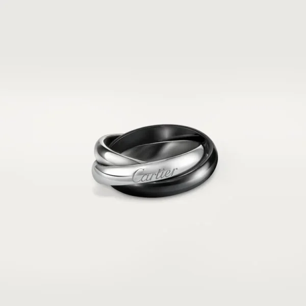 Cartier, Cartier Classic Trinity Ceramic Ring, Black and White Gold
