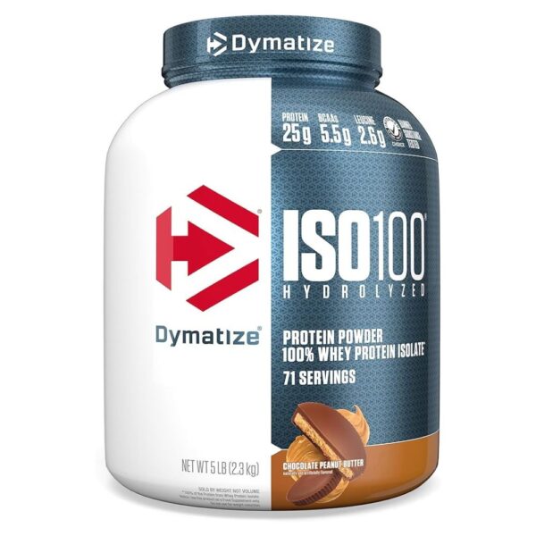Dymatize ISO 100 Hydrolyzed whey protein isolate, Chocolate Peanut Butter, 5 LB