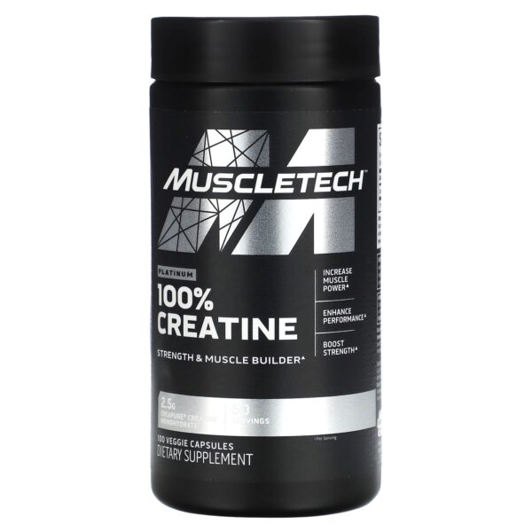 Muscletech 100% Creatine Capsules, 100 Veggie Capsules, Premium Creatine Source