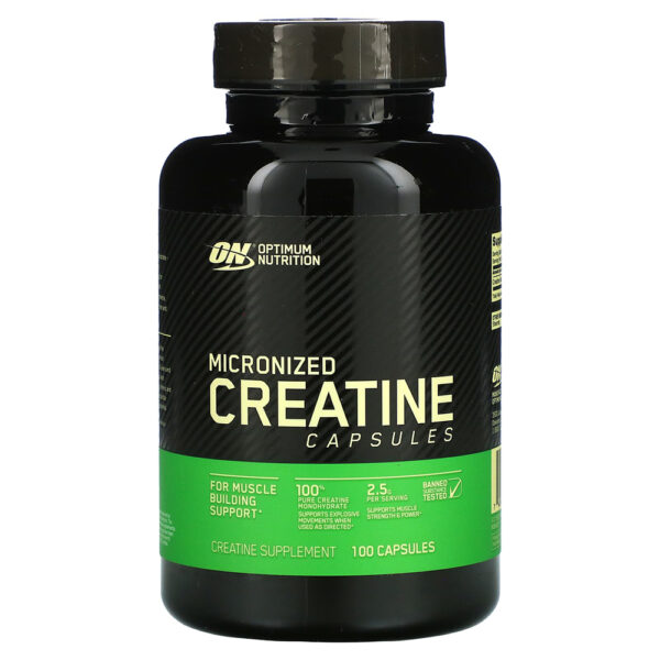 Optimum Nutrition Micronized Creatine Capsules, 100 Capsules, Pure Creatine Monohydrate
